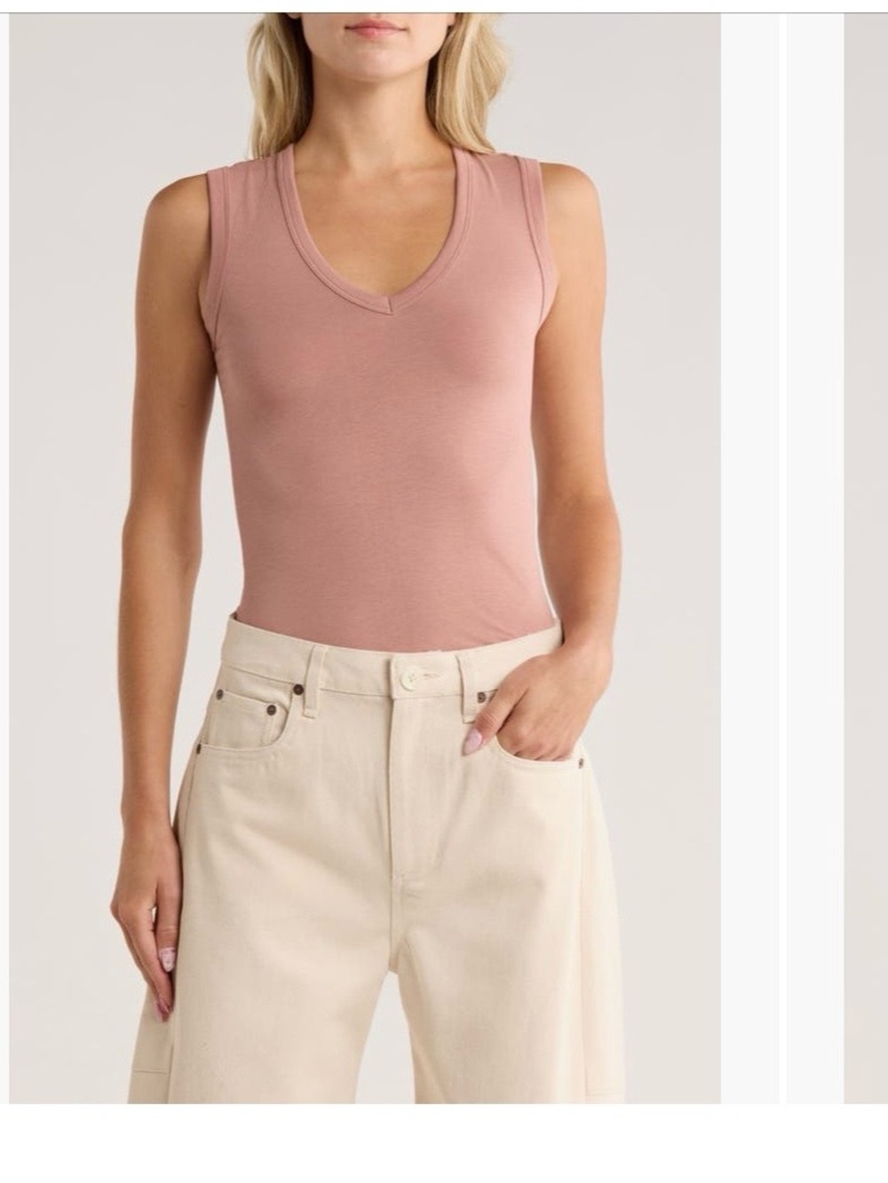 Like New! Sleeveless Ribbed Tank Top - Dusty Rose